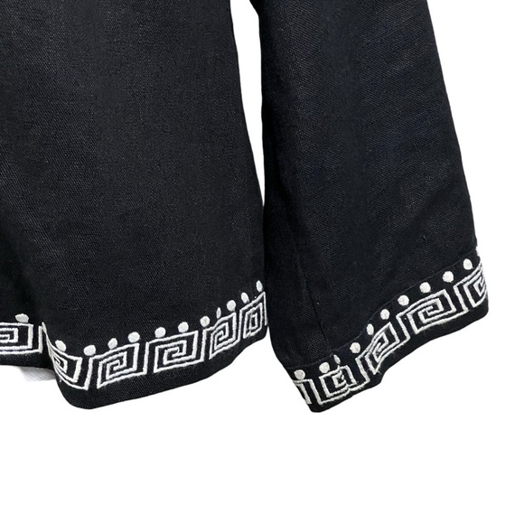 Parisian Signature Linen Blazer Women's 10 Embroidered Black Long Sleeve - Picture 5 of 13